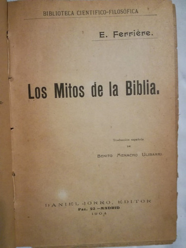 Los Mitos De La Biblia Ferriére, E. (Usado)