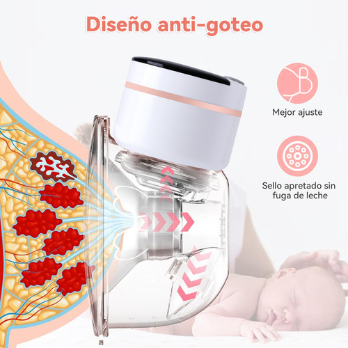 YUSMAN 2pcs Extractor Leche Eléctrico Y Recargable Usb Manos Libres 4 Modos 9 Niveles