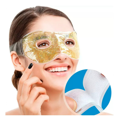 Antifaz De Gel Frio Con Glitter Relax Para Ojeras Ajustable Surtido