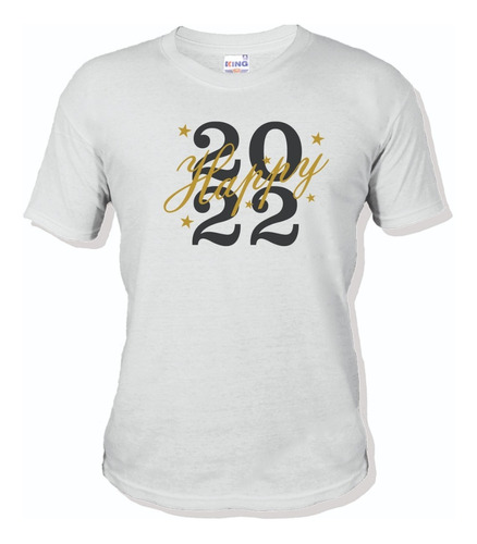 Playera Blanco Cuello Redondo 2022 Año Nuevo