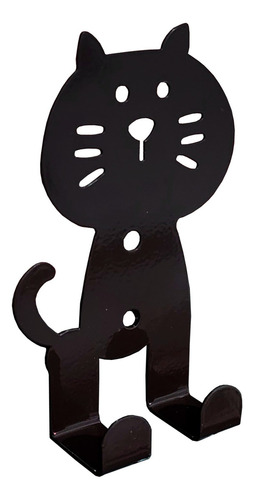 Portallaves De Pared Moderno Figura De Gato Colores Color Marrón Oscuro