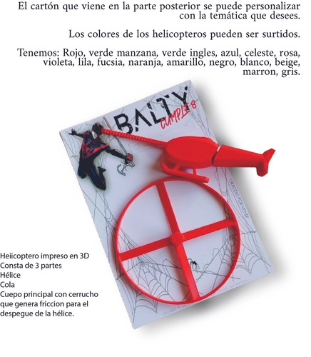 Souvenir Infantil X4 U Helicoptero En 3d Con Hélice Voladora