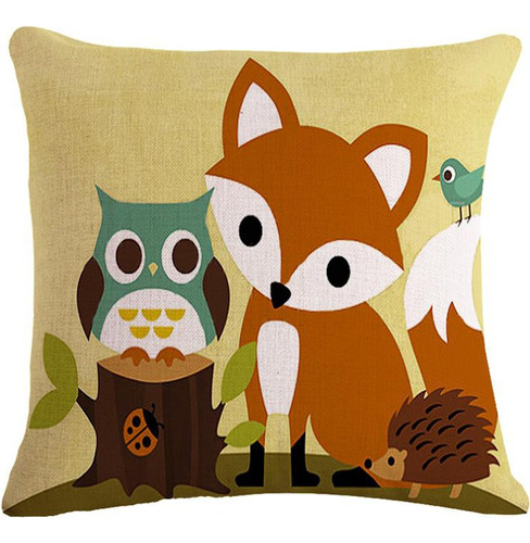 Bnitoam The Animal Fox Owl Hedgehog - Funda De Cojn Decorati
