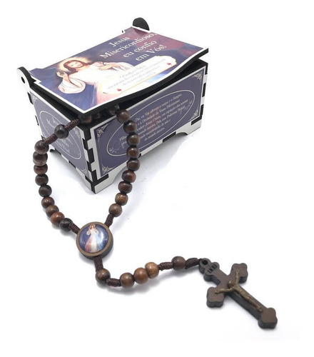 Terço De Jesus Misericordioso Com Porta Terço Cor Vermelho