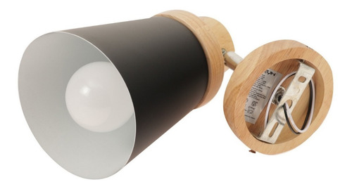 Imagen 2 de 7 de Lampara Pared Spot Loto Negro Nordico Diseño Madera Leuk