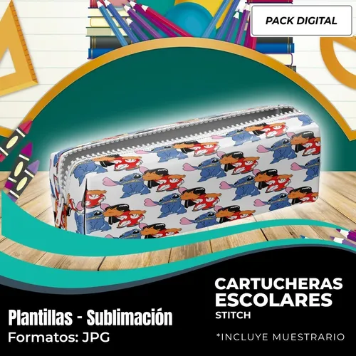Kit Imprimible Plantilla Diseño Cartuchera Stitch M1