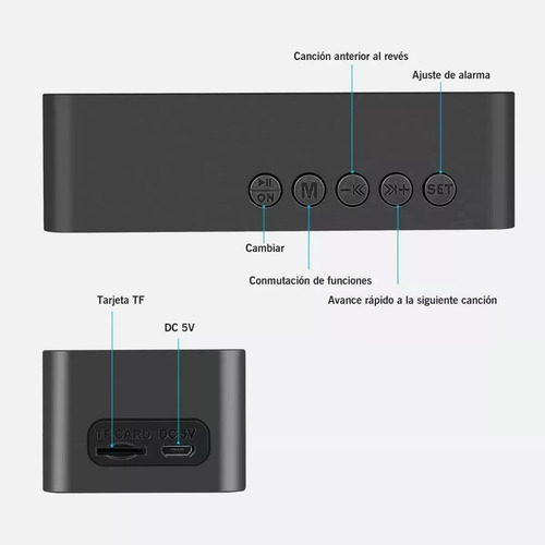 Reloj Despertador Digital C/bocina/bluetooth/radio Fm Color