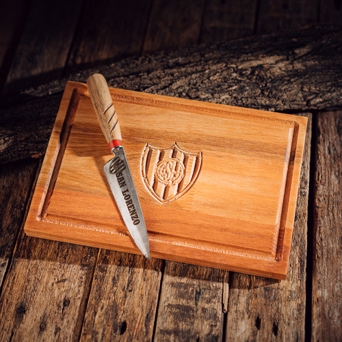 Tabla Plato Asado San Lorenzo + Cuchillo Asado Del Ciclon