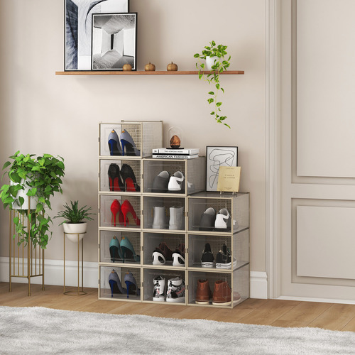 Mu:4life Slimedge 12 Caja Apilable Organizador Zapato Size L Color Beige