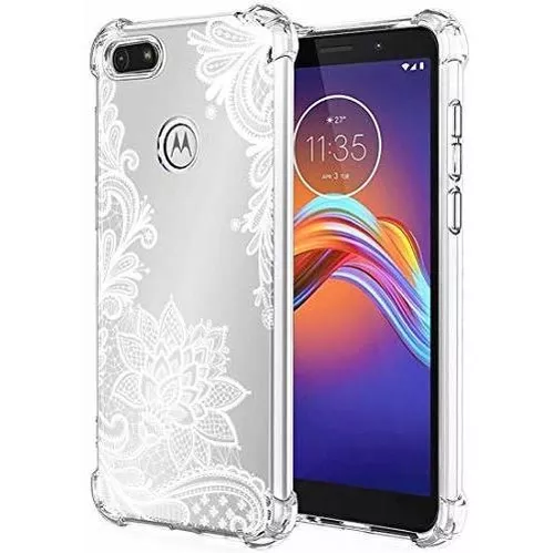 Funda para Moto E6 Play, Motorola E6 Play para niñas, patrón floral  transparente suave y flexible TPU funda protectora a prueba de golpes para