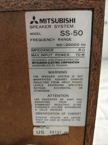Hermosos Bafles Mitsubishi Vintage Años 90 Impecables Negro Espejo (Usado)