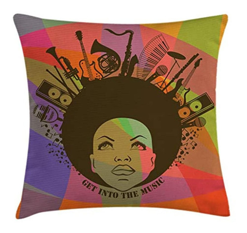 Ambesonne Music Throw Pillow Funda De Cojín, Ilustración De 