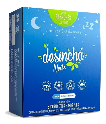 Desinchá 60 Sachês + Desinchá Noite 60 Sachês + 2 Copos
