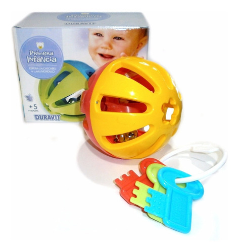 Imagen 4 de 6 de Set De Mordillo Y Sonajero Duravit 671 Pelota Con Cascabel
