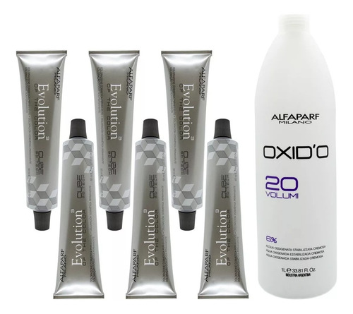 Kit Alfaparf Oxidante 1lt A Elección + 6 Tinturas A Elección