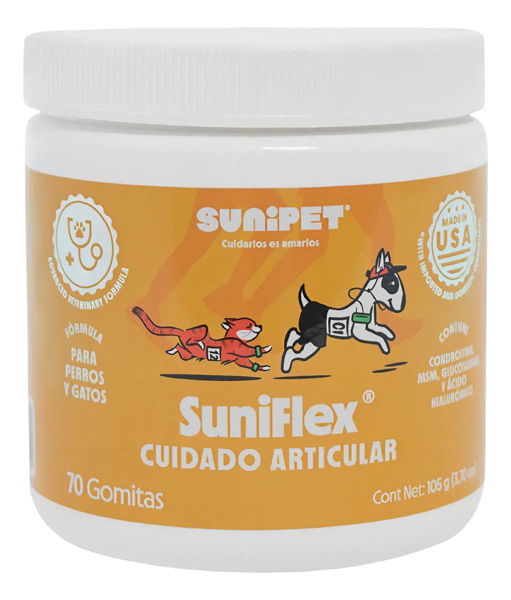 Sunipet Suniflex Gomitas Suplemento Articulaciones Perros Gatos Glucosamina 70 pzas