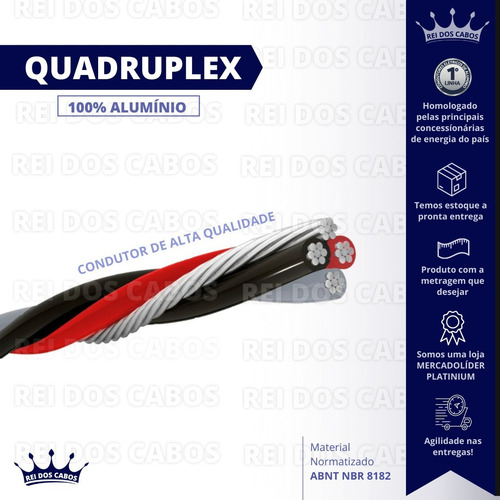 Cabo Aluminio Quadruplex 70mm 4x70 Com 100 Metros