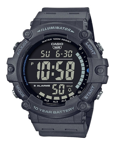 Reloj Casio Ae-1500wh-8bv, Pantalla Jumbo, 5 Alarmas,luz Led