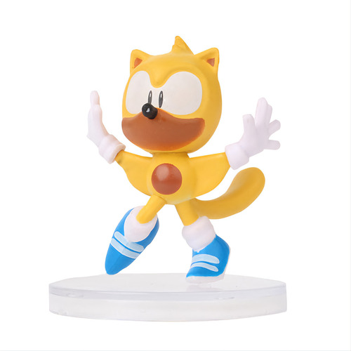 Sonic Mini Figura Colección Decoración Super Amarillo Base