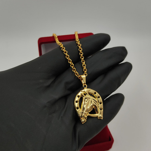 Colar Feminino Elo Português Ferradura Moeda Antiga Ouro Cor Ouro 18k