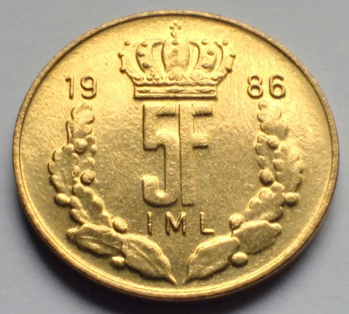 Moneda De Luxemburgo, 5 Francs 1986. Sin Circular.