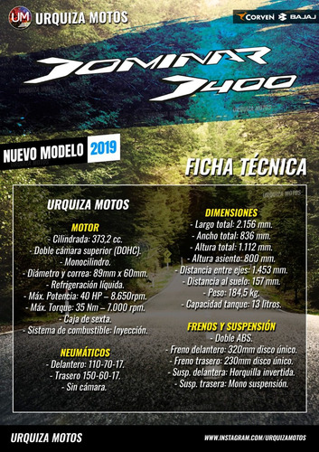 Imagen 20 de 22 de Bajaj Dominar 400 Urquiza Motos 0km Nuevo Modelo!
