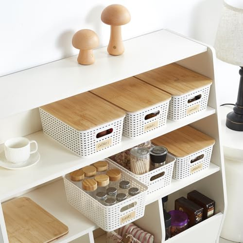 Contenedores De Plástico Pequeños Con Tapas De Bambú