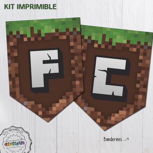 Kit Banderines Imprimibles Minecraft Personalizado