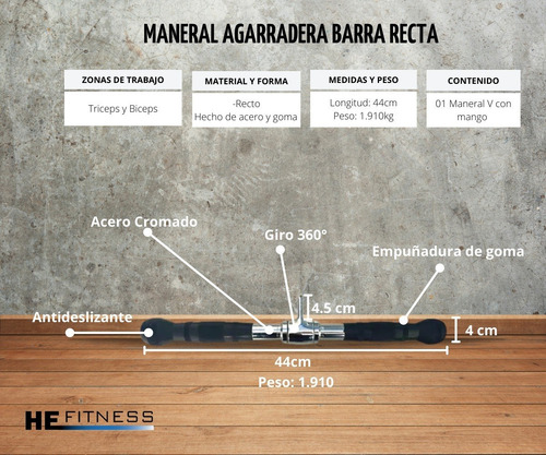 Maneral Agarradera Barra Recta Recubierta, Giratorio 360°