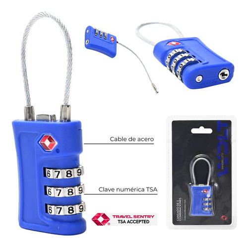 Candado Lazo Tsa Azul Wanderlust Bolsos Valijas Armarios