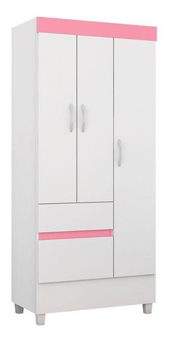 Guarda Roupa Infantil Wind Branco Rosa Flex  Demóbile