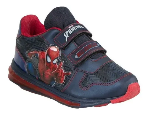 Tenis Spiderman Ni o Con Luz Sin Agujetas Azul Comodo Casual
