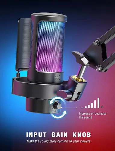 Micrófono Gaming Fifine Ampligame A8, De Condensador, Rgb