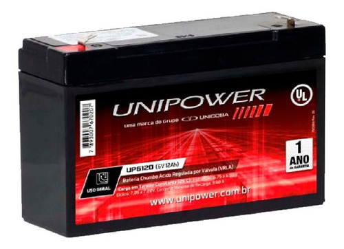 Bateria Selada 6v 12ah Unipower Up6120 Bandeirantes Biemme
