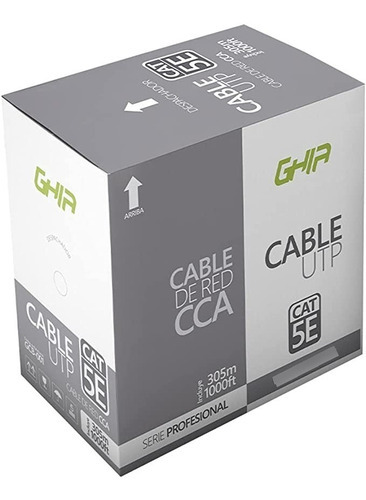 Bobina De Cable Marca Ghia Cat5e Utp Cca Gris 305 Ce Gcb-001