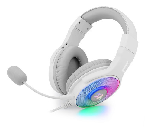 Fone de ouvido over-ear gamer Redragon Pandora 2 H350RGB-1 lunar white com luz  rgb LED