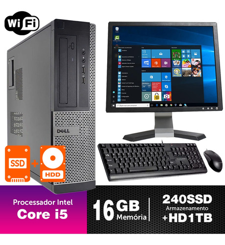 Pc Usado Dell Optiplex Int I5 2g 16gb Ssd240+1tb Mon17q