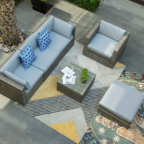 Outdoor Patio Conversation Set 6-piece Sectional Furnitur S4