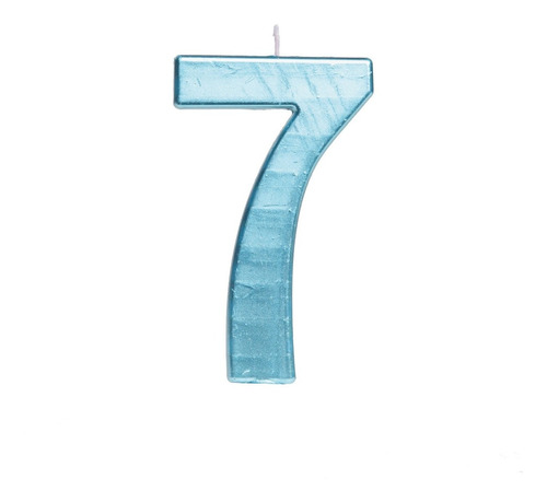 Número 7 - Vela Cromada Metalizada Azul - Bolo E Aniversário