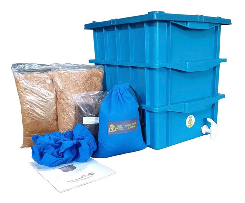 Composteira Doméstica 45 Litros Verde- 3 Caixas De 15 Litros