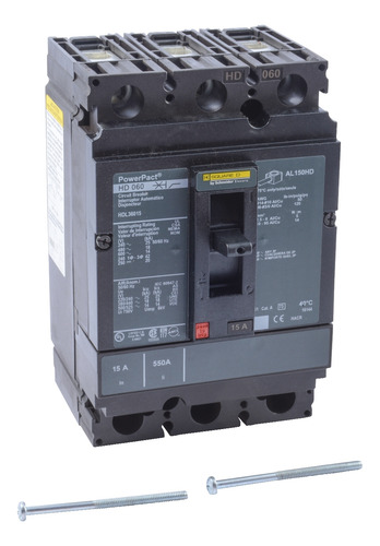 Hdl36015 Circuit Breaker, Powerpact H, 15a, 3 Pole, 600vac,