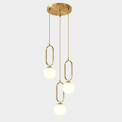 Lampara Colgante Cristal Globo Blanco 3 Luz Techo Laton Bola