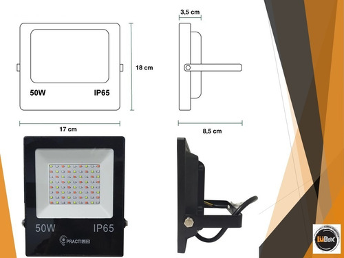 Imagen 2 de 6 de Reflector Led 50w Rgb Ip65 Alta Potencia Exterior Practiled