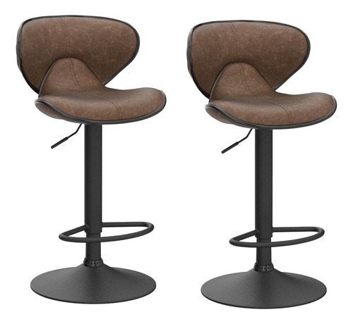 Set De 2 Bancos Modernos Para Barra Giratorio Alto Ajustable Acabado de la estructura Mate Color Café
