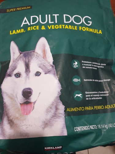 Imagen 3 de 3 de Croqueta Premium Perro Adulto Cordero Arroz 18.1kg Kirkland