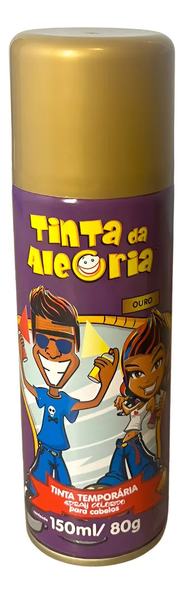 Tinta Spray Colorida Para Cabelo Lavável 150ml Festa Maluco Cor Ouro