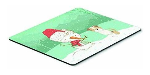 Marron Y Blanco Terrier Muñeco De Nieve Navidad Mouse Pad,