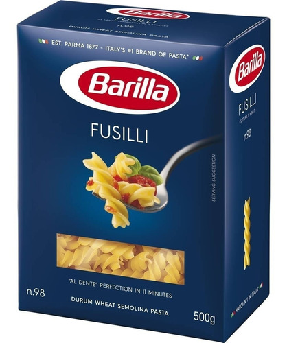 Pasta Italiana Barilla N.98 Fusilli Pack X 8 Un X 500g !