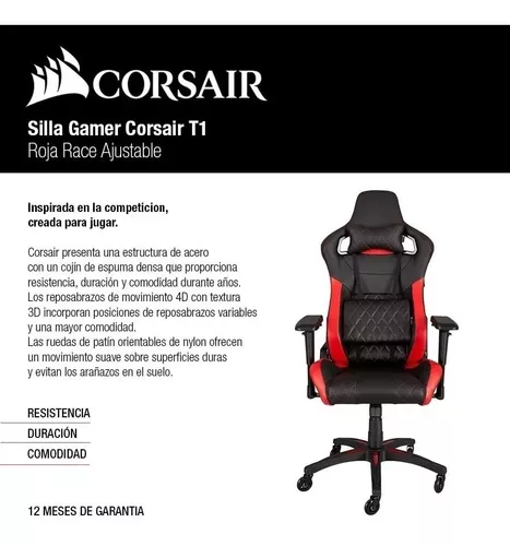 Silla Gamer Corsair T1 Race Black Red Reclinable Oficina !