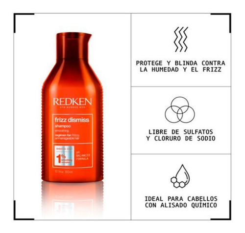 Imagen 3 de 3 de Shampoo Frizz Dismiss 300ml Anti Friz+ Mascarilla 250 Redken